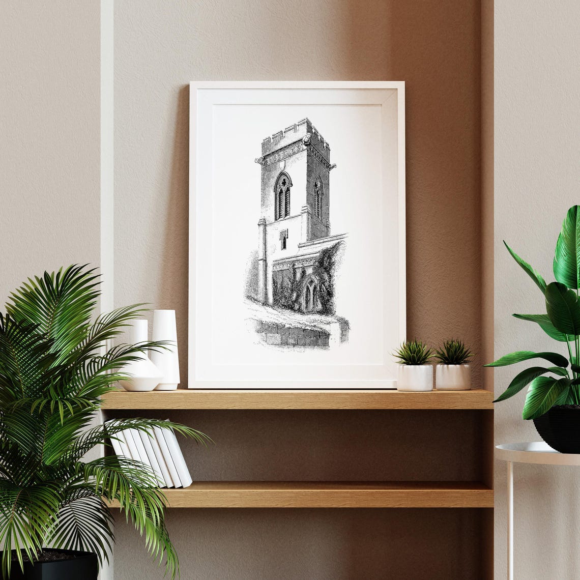 Northamptonshire Stone Parapet Crenellated Church Tower Poster - Image 2