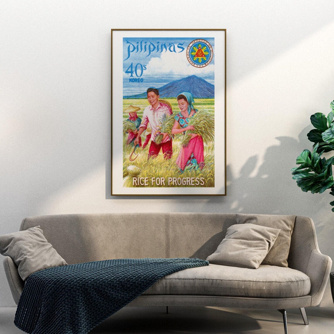 Pilipinas Rice for Progress Filipino Farmers Harvest Stamp Poster - Image 3