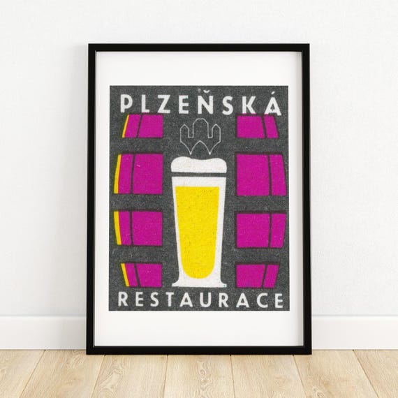 Pint Of Beer Matchbox Print Aesthetic Wall Art Vintage Art Matchbox Wall Poster Vintage Poster Print