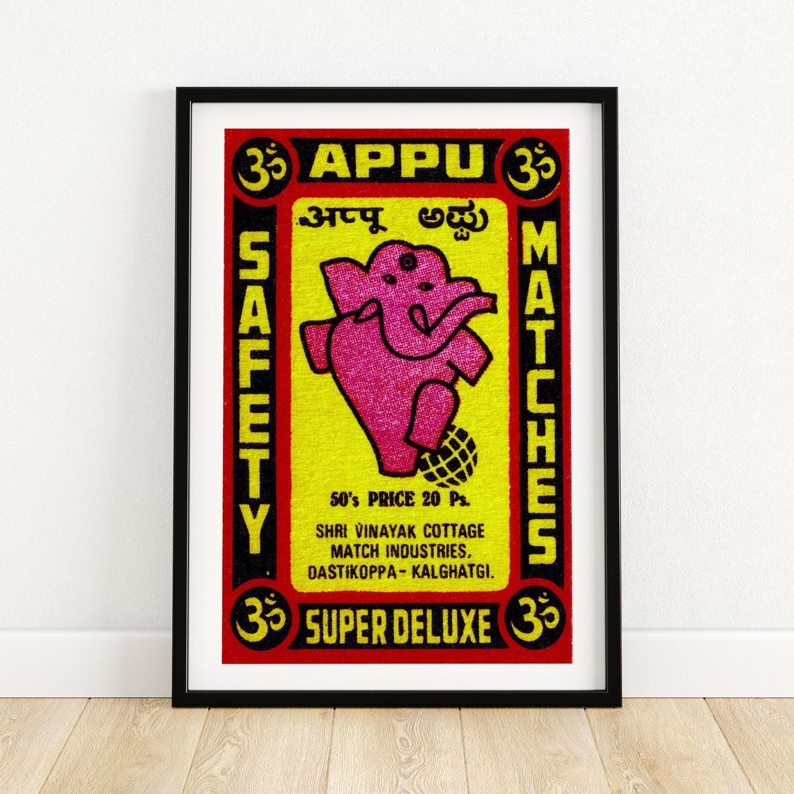 Appu Pink Dancing Elephant Super Deluxe Indian Matchbox Poster