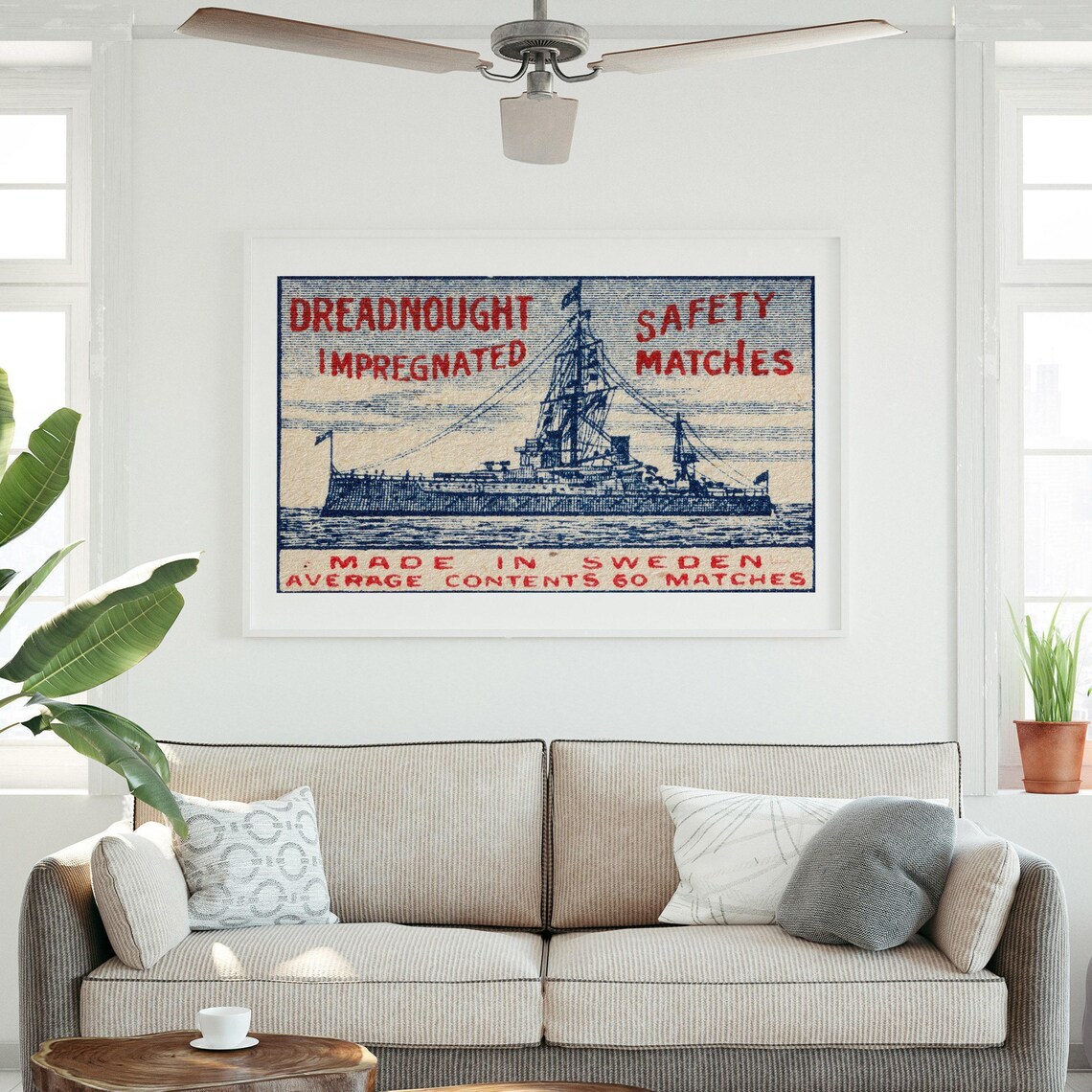 Dreadnought Ship Vintage Swedish Art Poster - Image 3