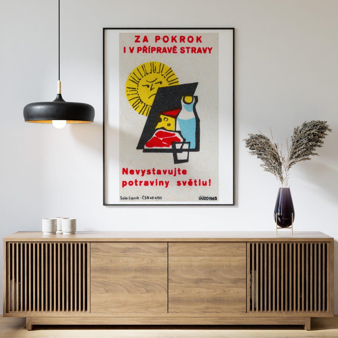 Solo Lipník 1963 Keep Food Out Of Light Vintage Matchbox Art Poster - Image 4