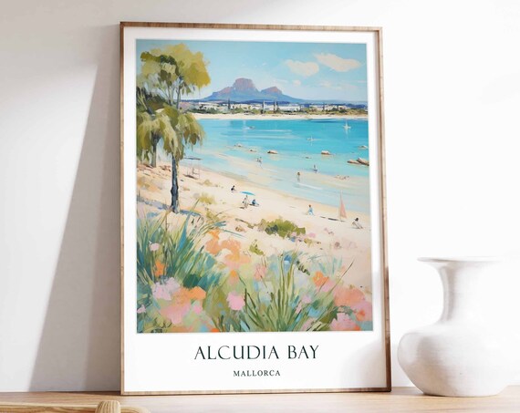 Alcudia Bay Poster, Mediterranean Spain Travel Print