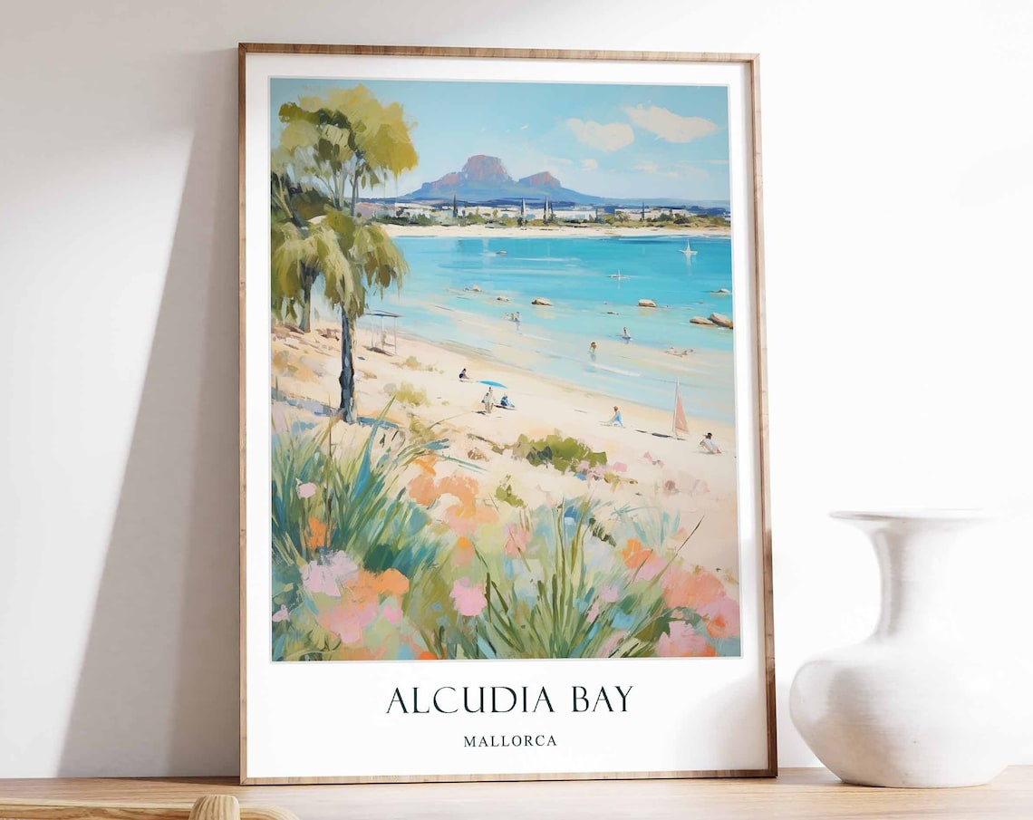 Alcudia Bay Poster, Mediterranean Spain Travel Print
