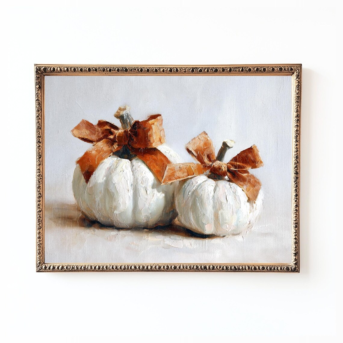 White Pumpkin Fall Art Print Neutral Farmhouse Decor