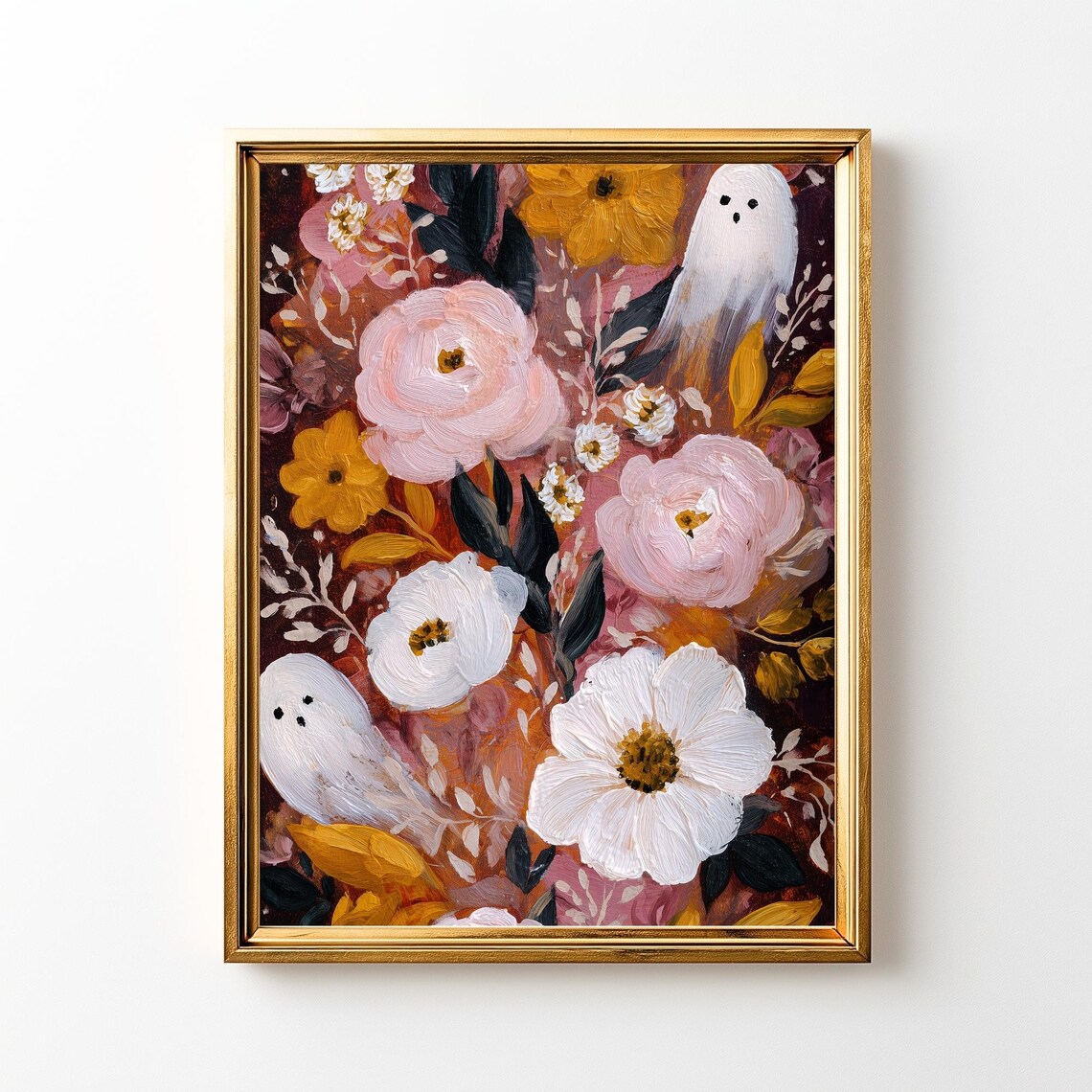 Floral Halloween Art Print Moody Vintage Fall Decor