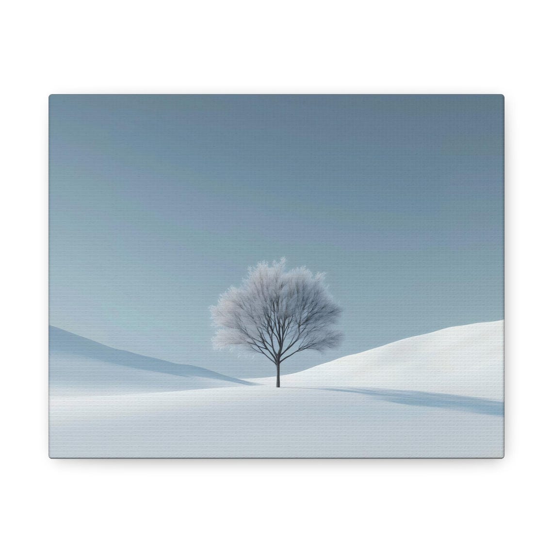 Minimalist Frost Covered Tree In Vast Snowfield Landscape Print - Image 3