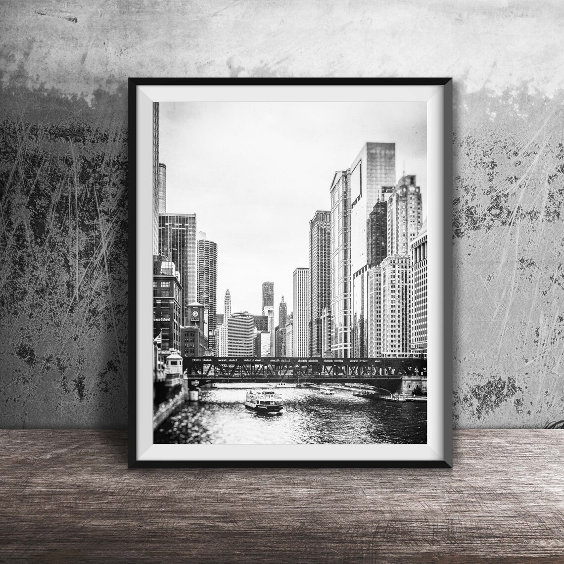 Chicago River Skyline Travel Poster, City Photography - Image 2