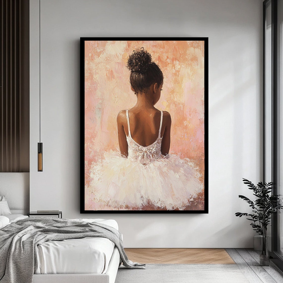 Little Ballerina Back View White Tutu Dreamy Ballet Girl Room Wall Art