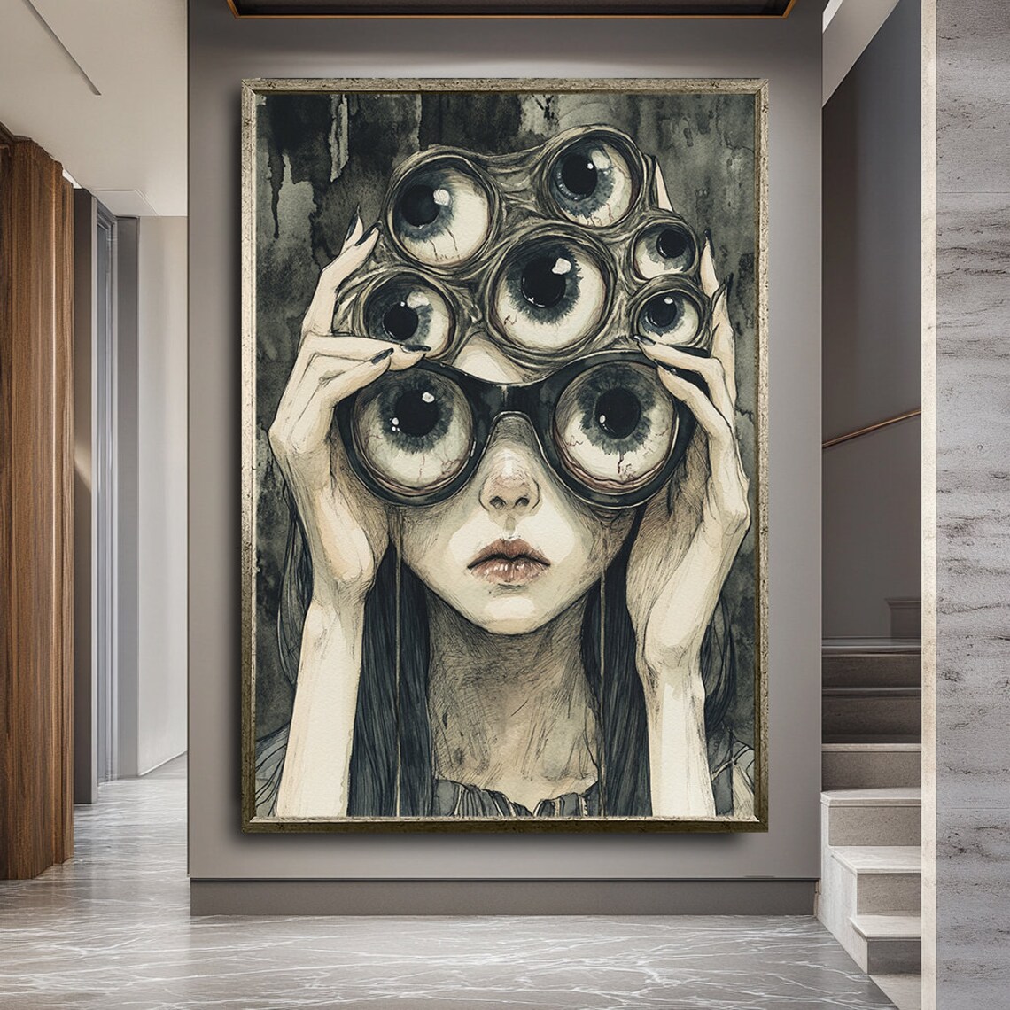 Surreal Multi-Eyed Woman Art Print, Modern Portrait - Image 2