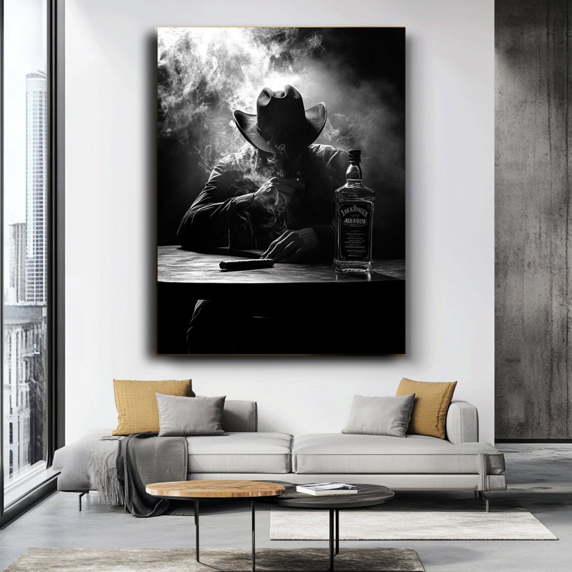 Mysterious Man Drinking Alcohol Portrait Art - Image 3