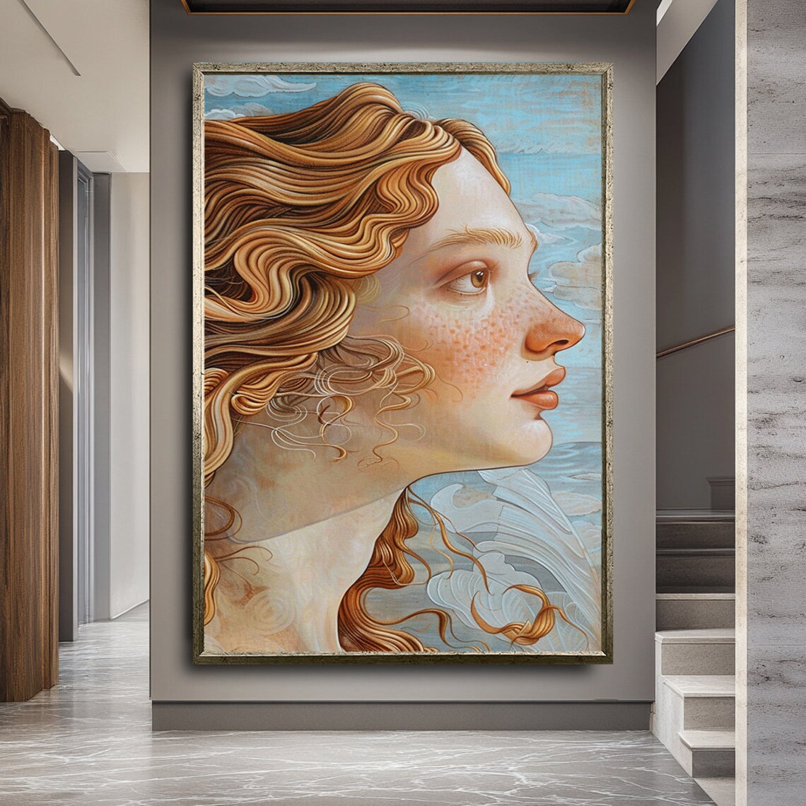 Botticelli Venus Style Profile Flowing Hair Classic Art Poster - Image 2
