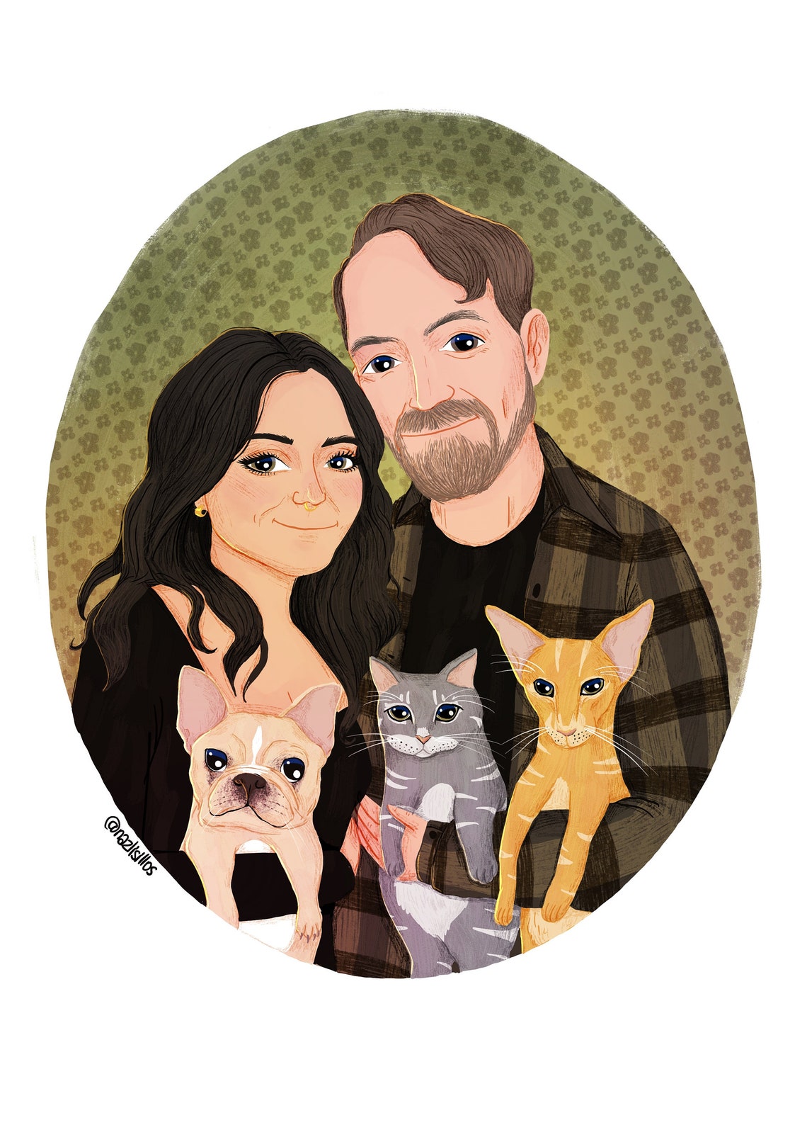 Custom Couple Portrait Drawing Art Print, Personalized Gift - Image 4