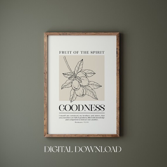 Fruit of the Spirit Goodness Romans 15:14 Botanical Scripture Poster