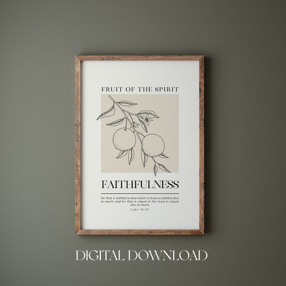 Fruit Of The Spirit Wall Art Print Galatians 522 Christian Wall Art Faithfulness Bible Verse Vintage Fruit Kitchen Wall Deco