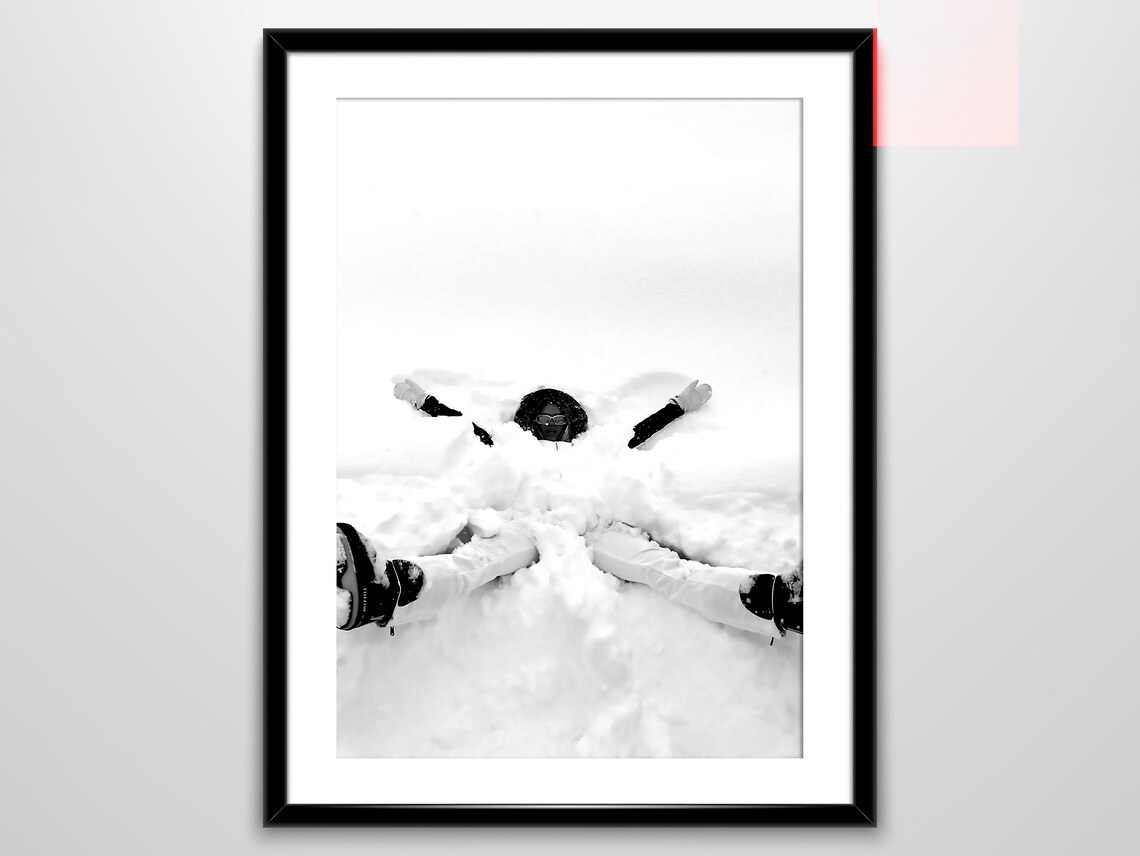 Snow Angel Woman Buried In Deep Fresh Snow Fun Winter Photo Poster - Image 3