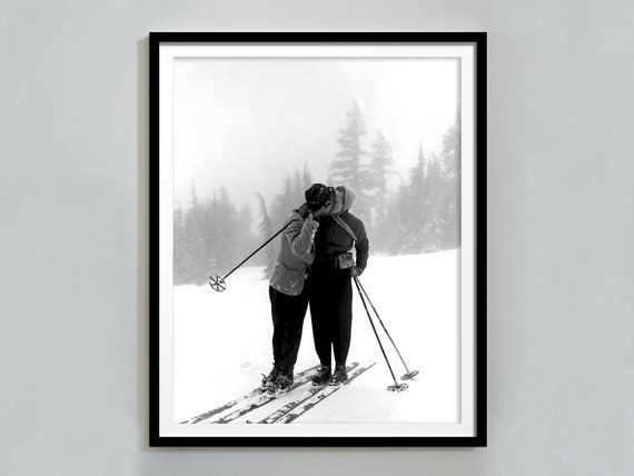 Vintage Ski Poster Photo Print Black And White Skiing Prints Retro Wall Art Ski Lodge Decor Skiing Wall Art 1950s
