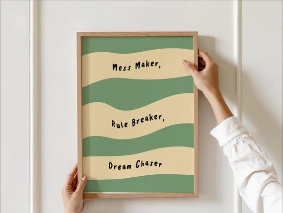 Mess Maker Rule Breaker Dream Chaser Wall Art Boys Nursery Quote Toddler Room Decor Playroom Poster Cute Text