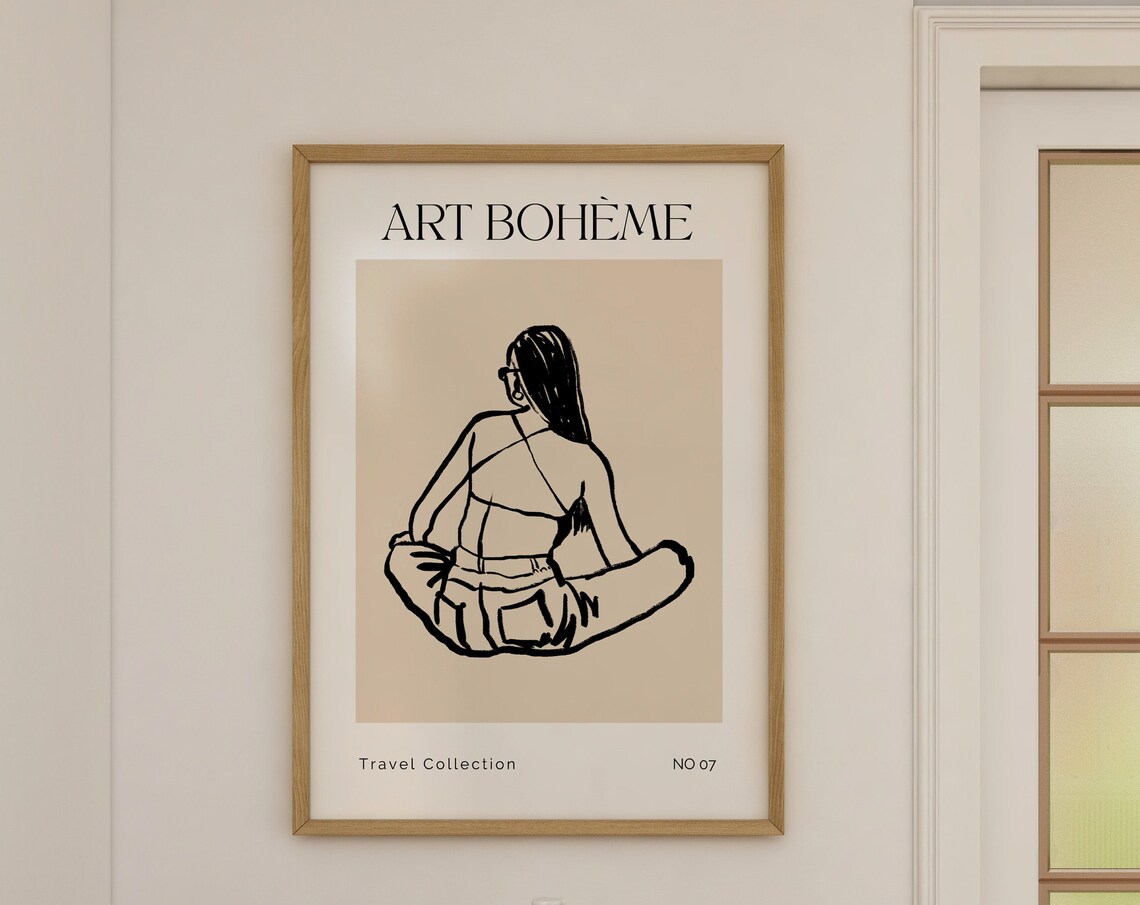 Traveling Woman Boho Minimalist Line Art, Poster - Image 5