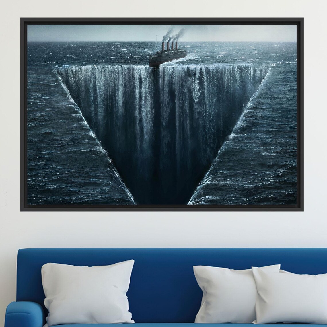 Surreal Ocean Waterfall Edge of World Vintage Ocean Liner Art Poster