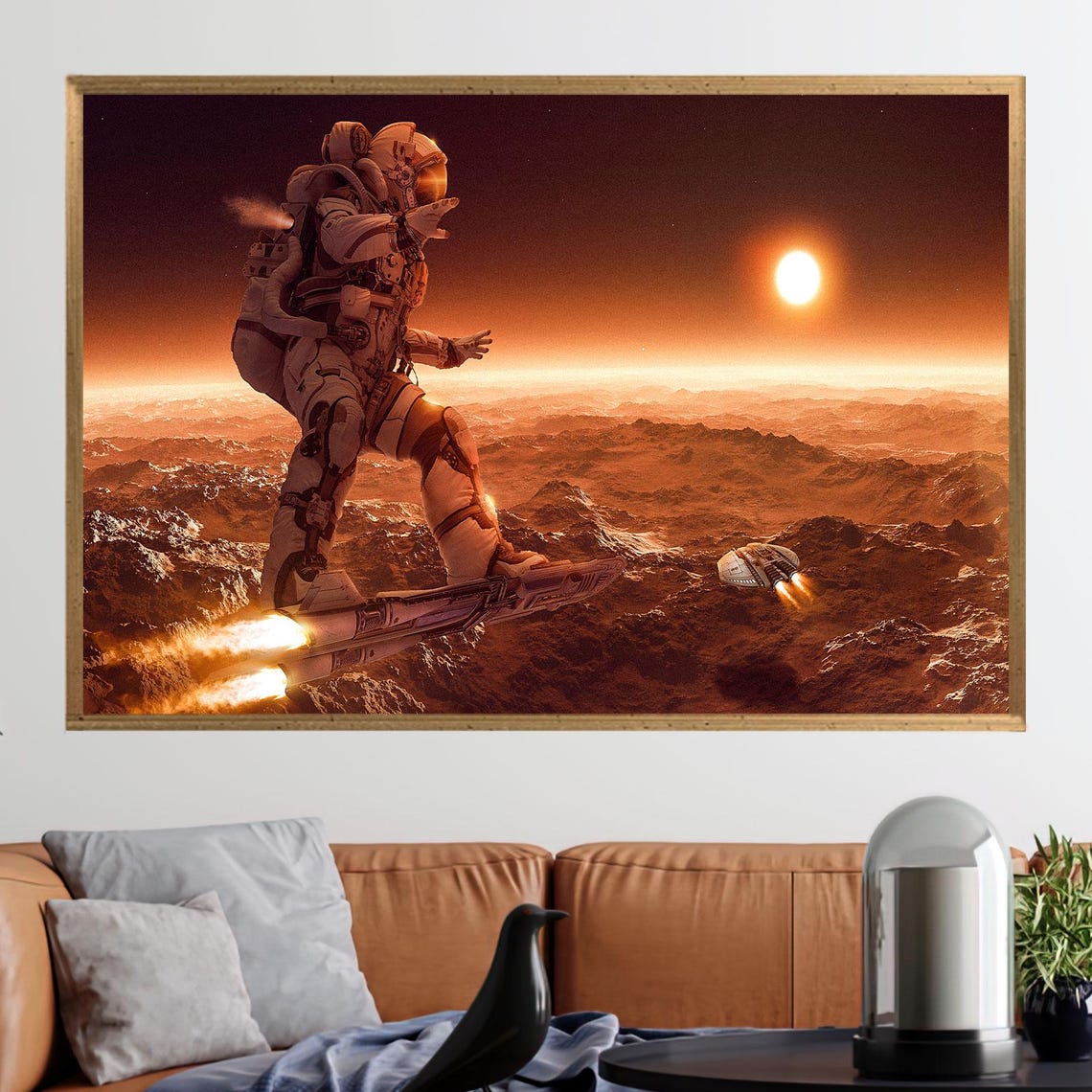 Astronaut Hoverboard Mars Red Planet Sci Fi Space Art Poster