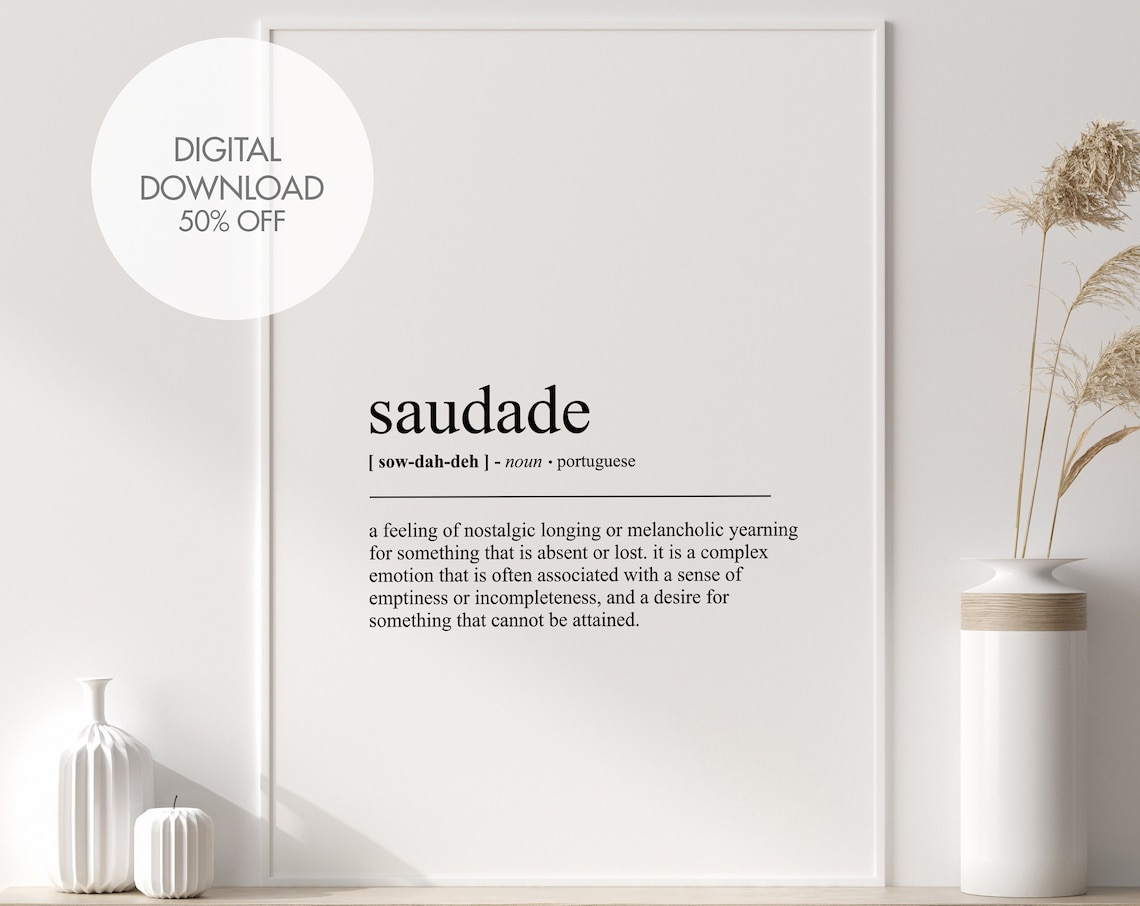 Saudade Definition Minimalist Typography Art Print