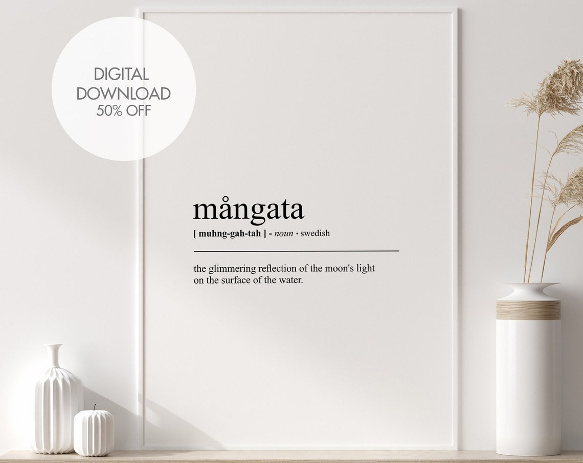 Mangata Swedish Word Definition Minimalist Dictionary Poster