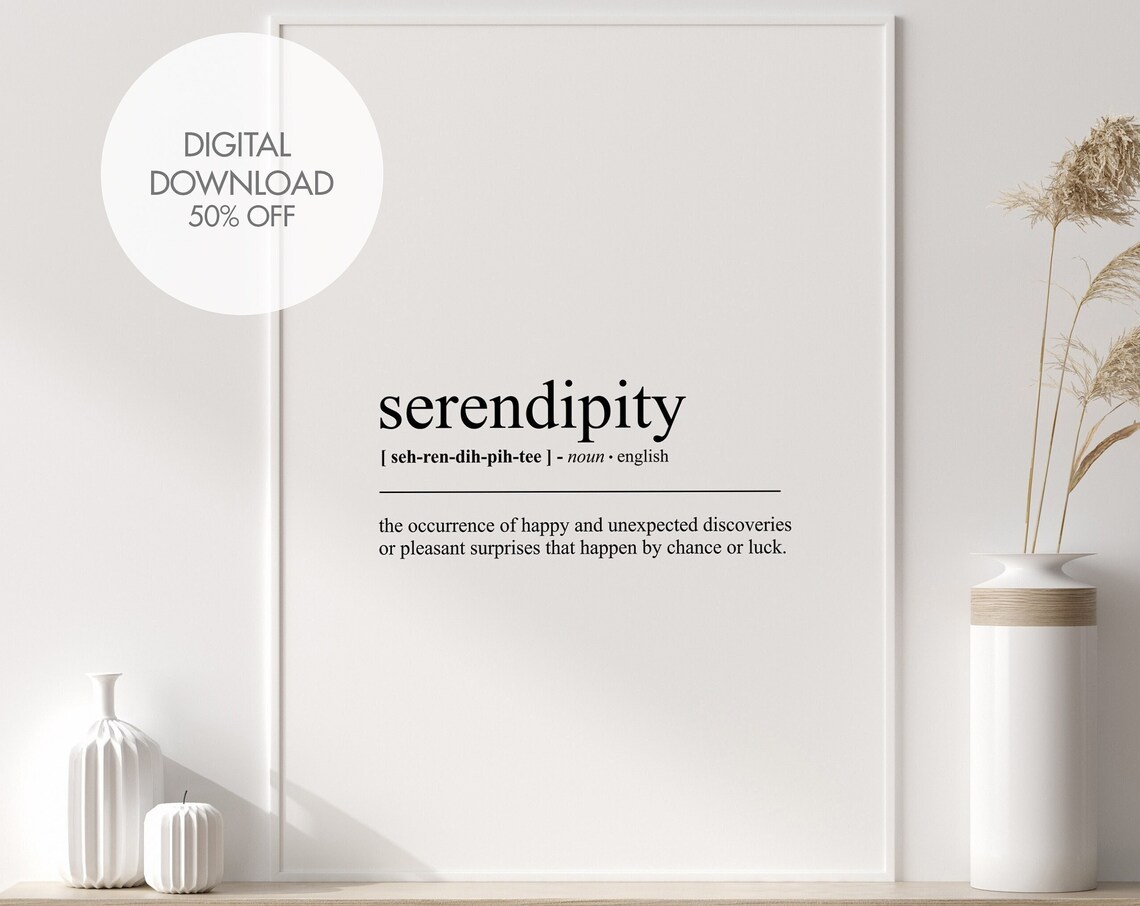 Serendipity Dictionary Print, Scandinavian Wall Art