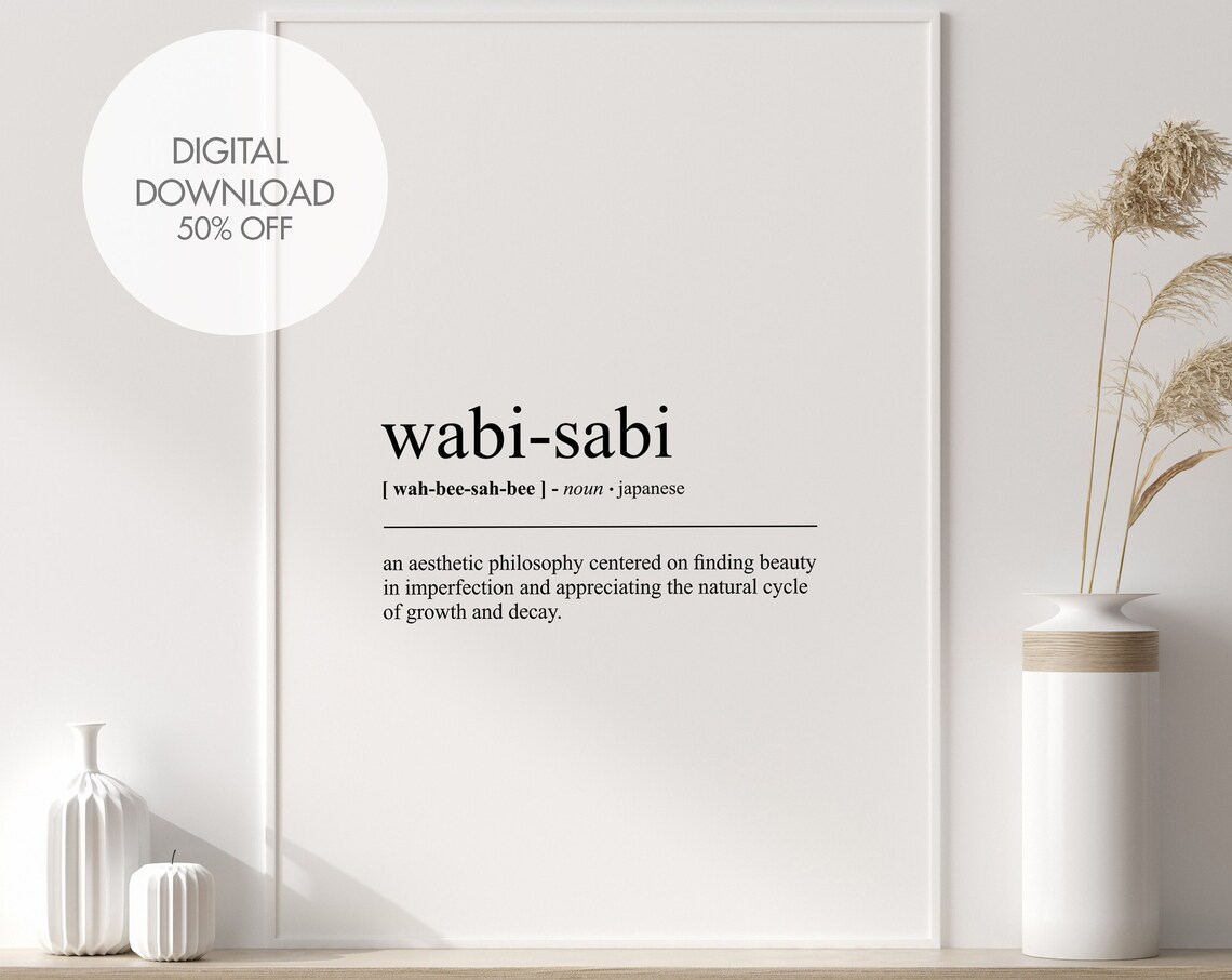 Wabi-Sabi Japanese Word Definition Minimalist Dictionary Poster