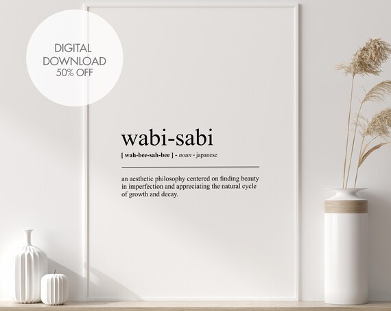 Wabi-Sabi Japanese Word Definition Minimalist Dictionary Poster