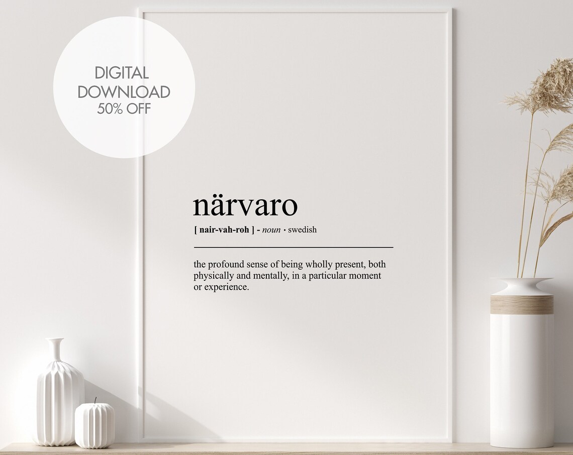 Narvaro Swedish Word Definition Minimalist Dictionary Poster