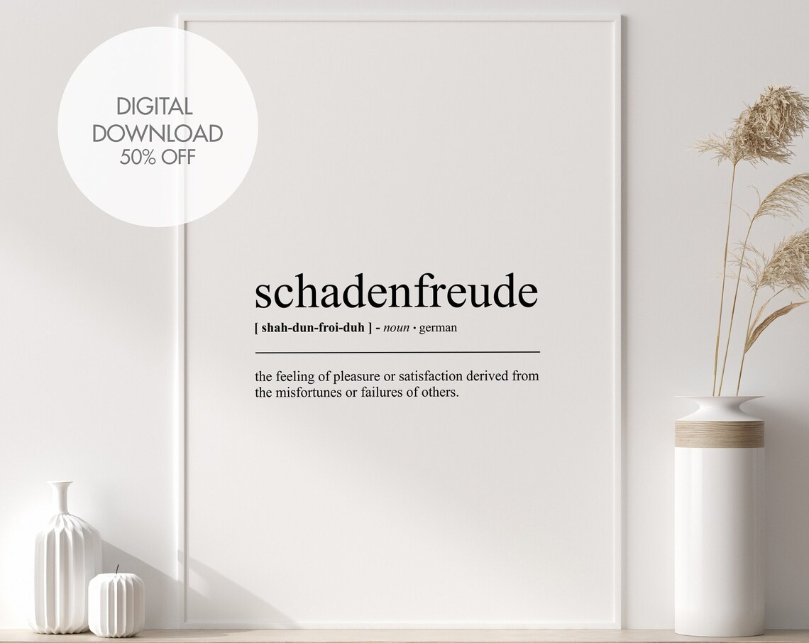 Schadenfreude German Word Definition Minimalist Dictionary Poster
