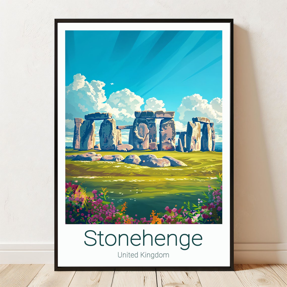 Stonehenge United Kingdom Stone Circle Vintage Travel Poster