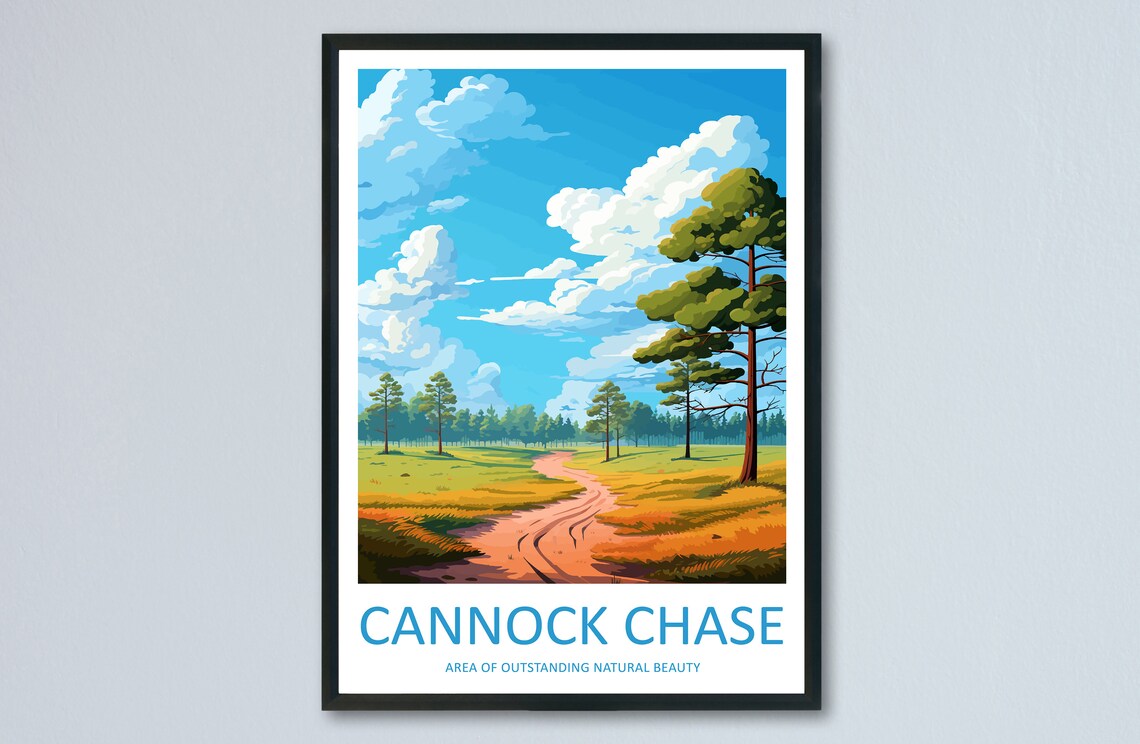 Cannock Chase Staffordshire Pine Woodland Path Travel Poster