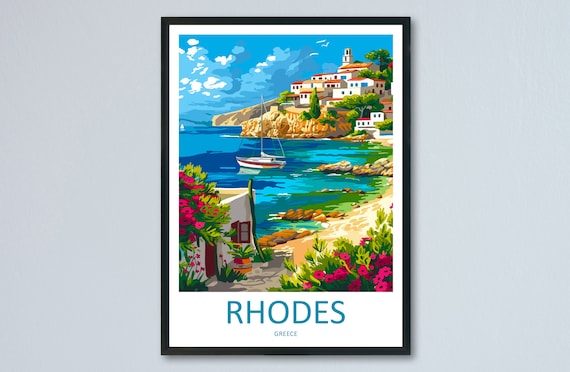 Rhodes Greece Travel Poster, Home Decoration