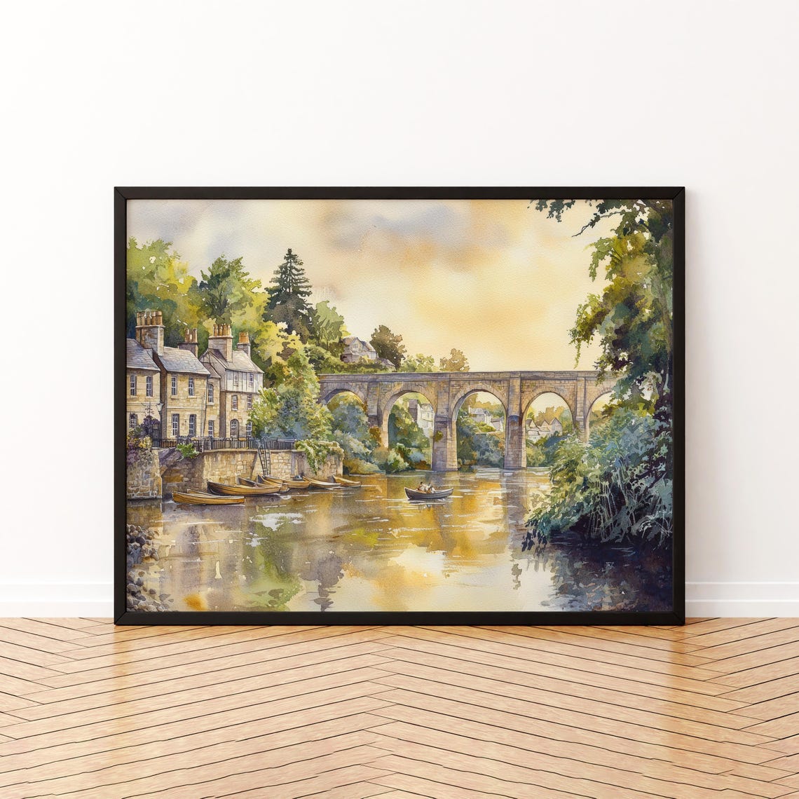 Knaresborough Knaresborough Yorkshire River Watercolor Art Poster