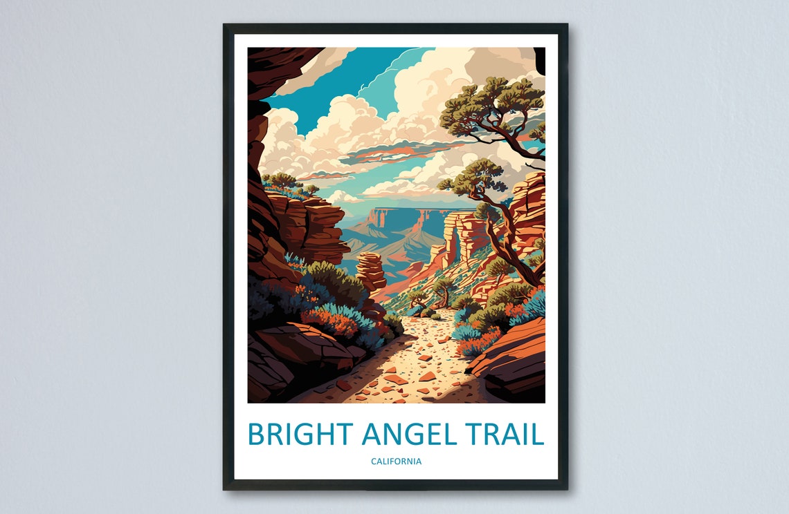 Bright Angel Trail Grand Canyon Sunset View California Travel Poster