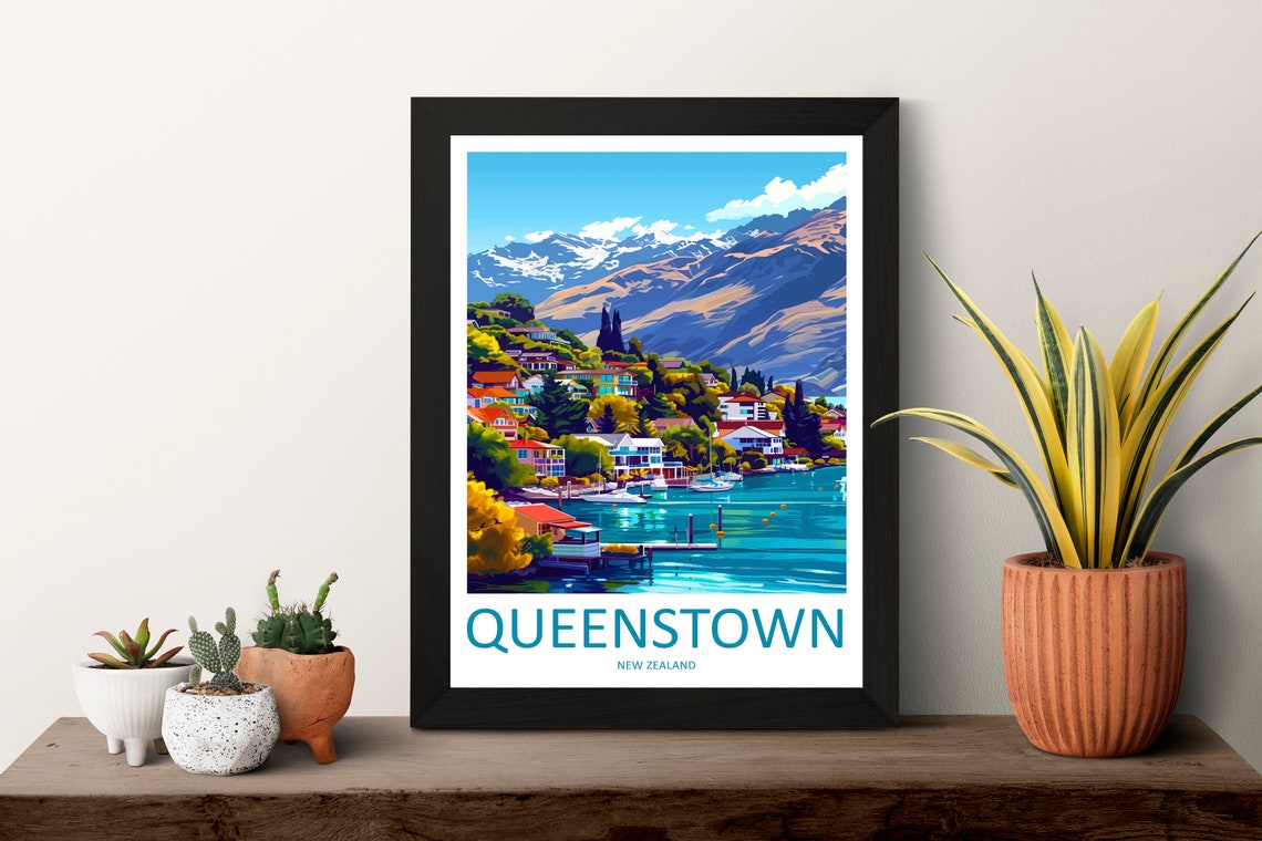 Queenstown Travel Print Wall Art Queenstown Wall Hanging Home Dcor Queenstown Gift Art Lovers New Zealand Art Lover Gift Print Queenstown - Image 3