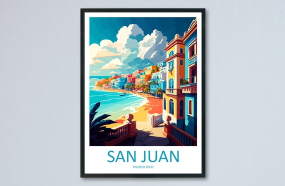 San Juan Travel Poster, Caribbean Wall Art Print