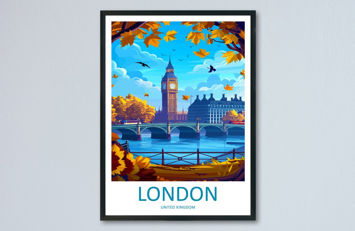 London Travel Poster, England Home Decor