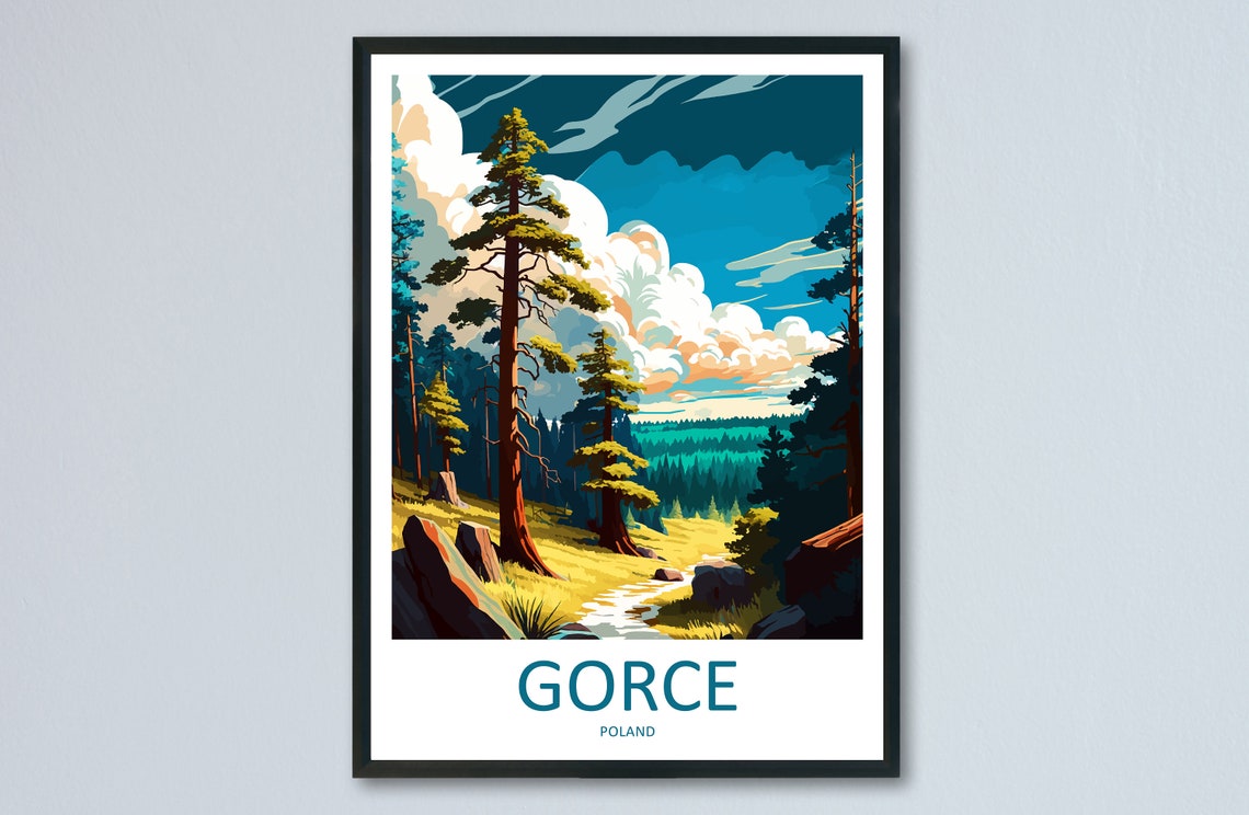Gorce Mountain Pine Forest Meadow Stream Landscape Travel Poster
