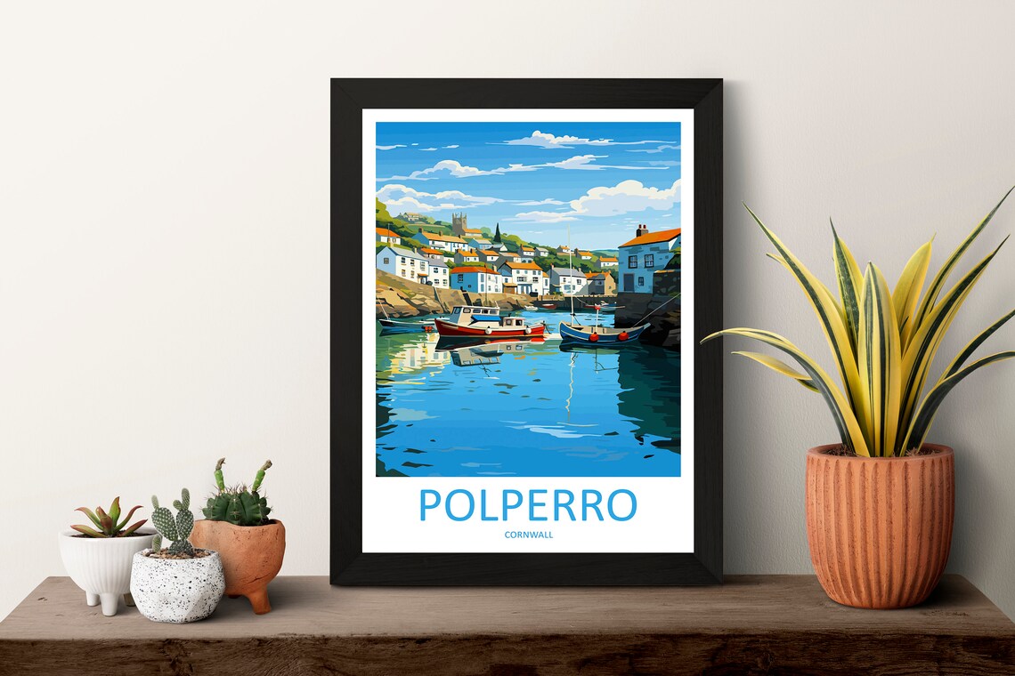Polperro Travel Poster, Cornwall Place Print - Image 3