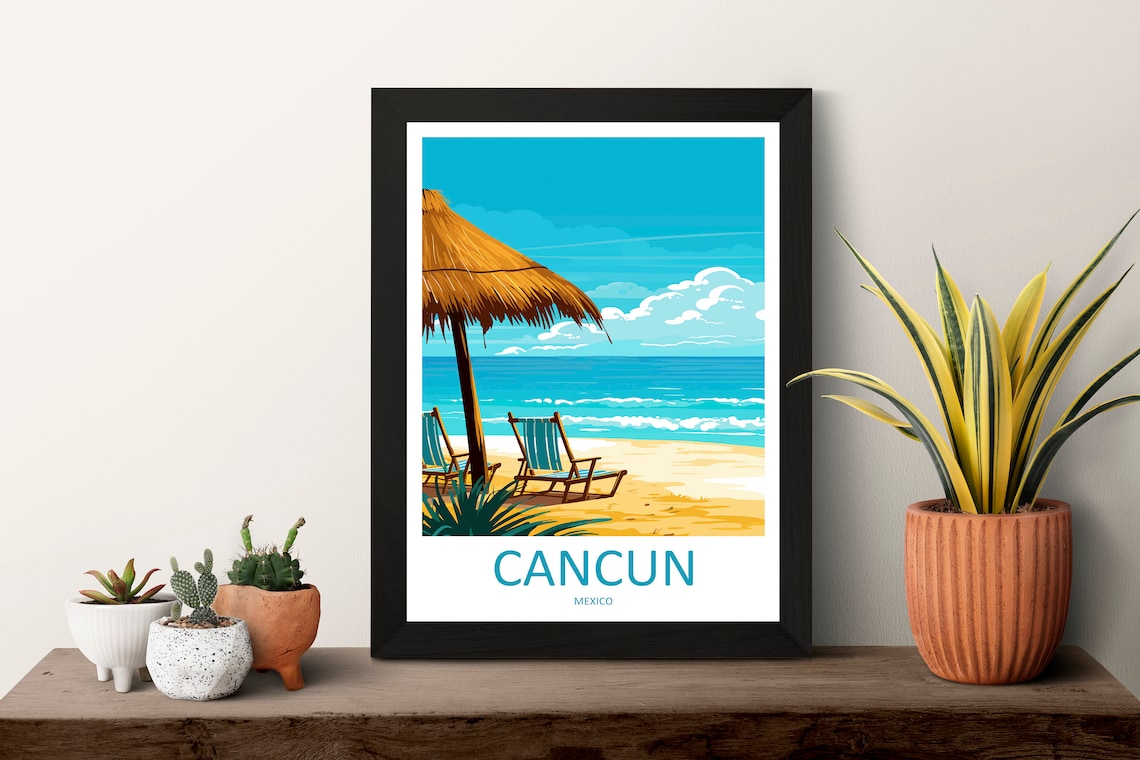 Cancun Travel Poster, World & Cultural Art - Image 3