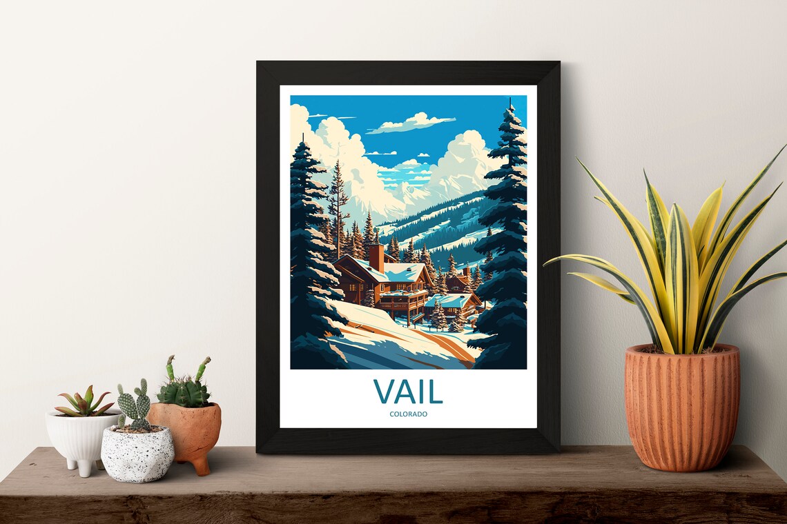 Vail Colorado Cozy Alpine Lodge Mountain View Scenic Travel Poster - Image 3