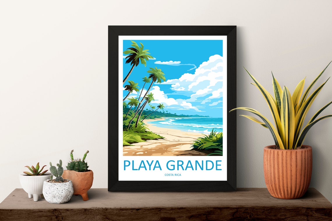 Playa Grande Costa Rica Palm Lined Tropical Surf Beach Poster - Image 3