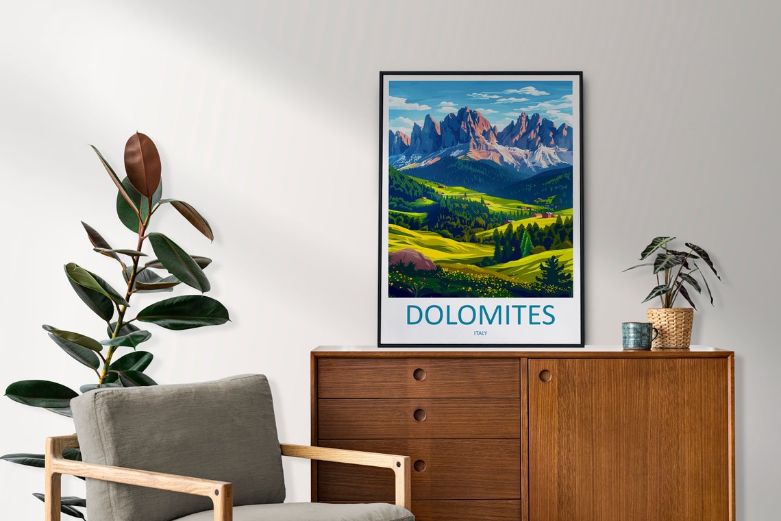 Dolomites Italy Alpine Peaks Green Valley Summer Travel Poster - Image 2