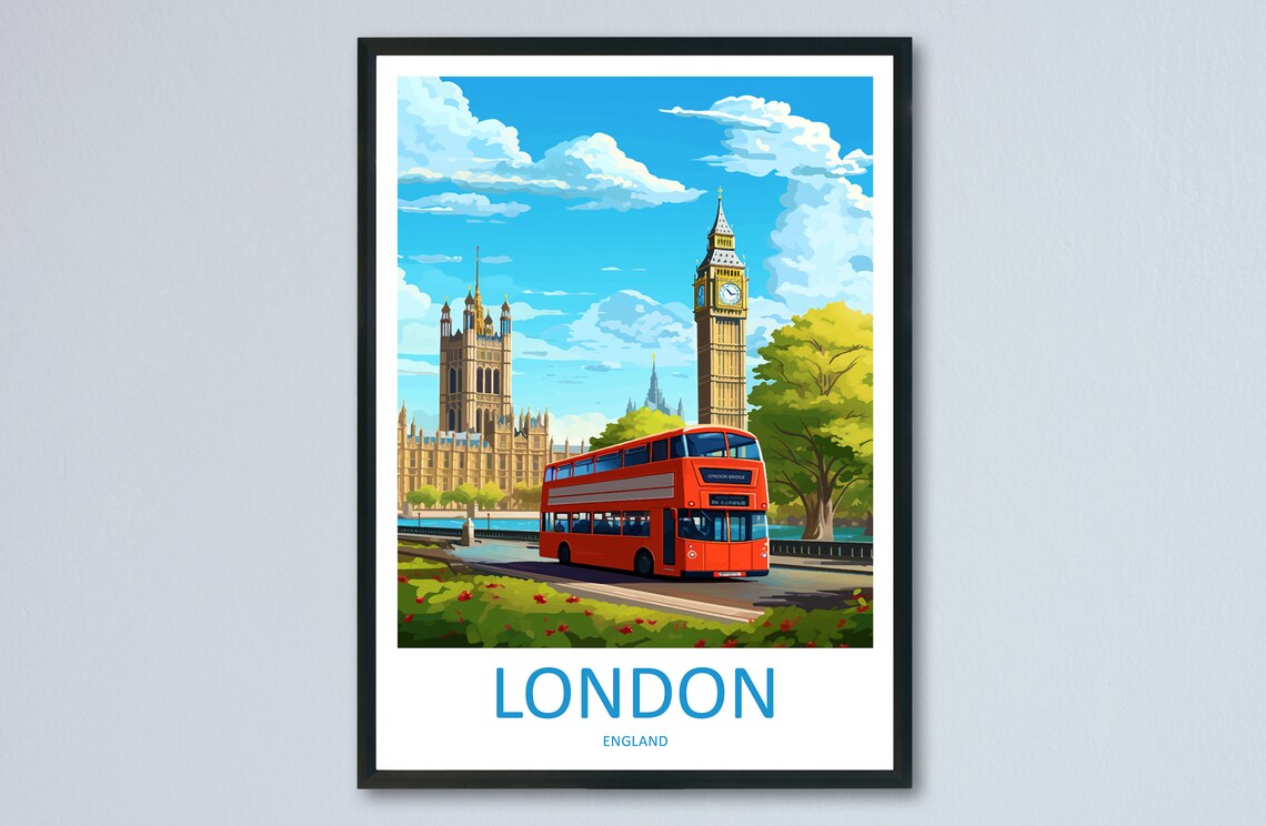 London Travel Poster, England Wall Decor