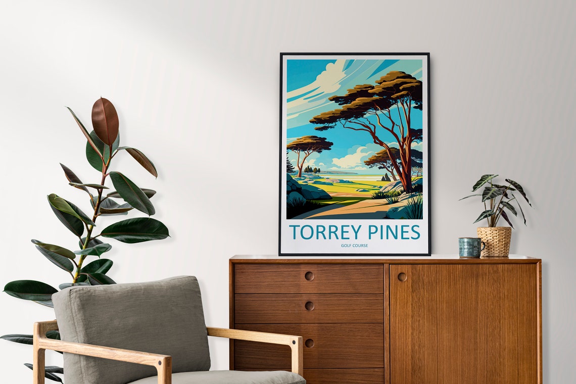 Torrey Pines Golf Course Coastal Bluffs and Cypress Trees Poster - Image 2