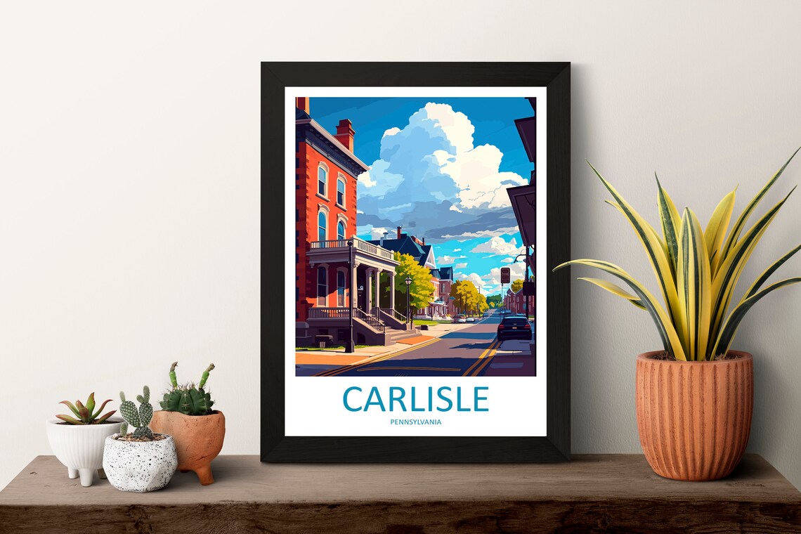Carlisle Pennsylvania Historic Street Blue Sky Sunny Travel Poster - Image 3