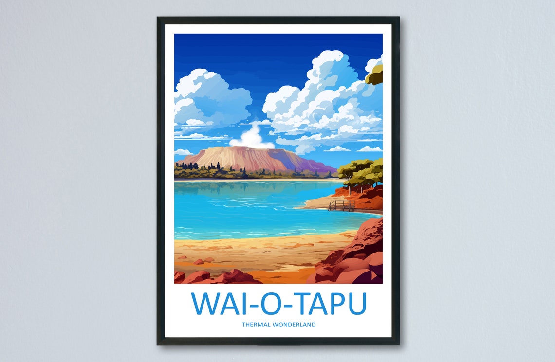 Waiotapu Thermal Wonderland Travel Print Wall Art Waiotapu Thermal Wonderland Wall Hanging Home Dco Waiotapu Thermal Wonderland New Zealand